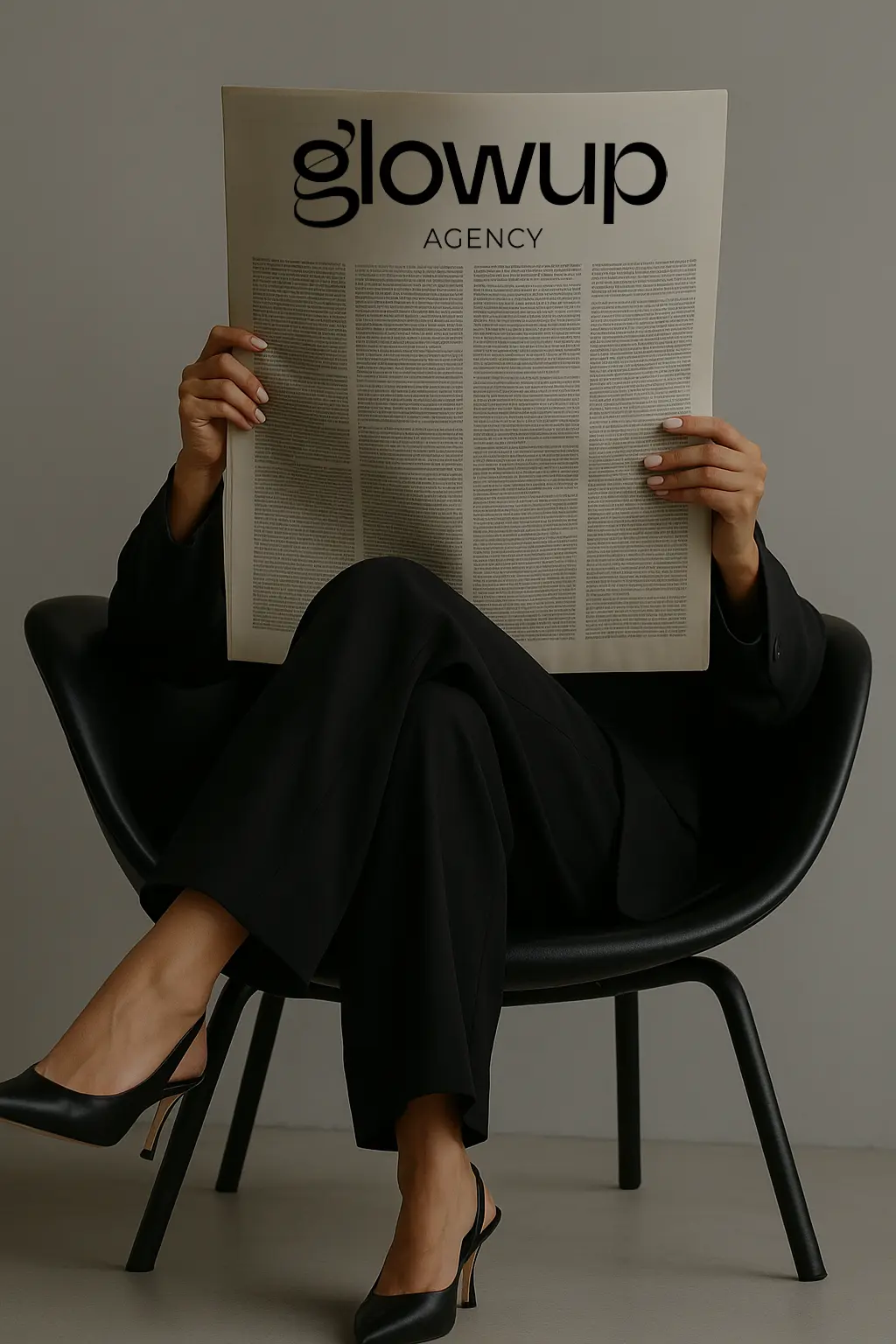 Femme élégante avec journal moderne Femme élégante avec journal moderne